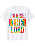 Men's T-Shirt Praise The Lord Tie Dye With Vivid Swirling Rainbow Pattern Typography