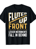 Men's T-Shirt Flutes Up Front Bold Slogan With Diagonal Yellow Accent Typographic Shirt