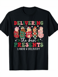 Men's T-Shirt Delivering The Best Presents Wrapped Babies On Holiday Background