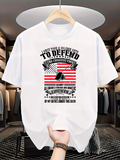 Men's T-Shirt American Pride Red Striped Banner With Text And Soldier Helmet