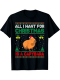 Men's T-Shirt All I Want For Christmas Is A Festive Capybara Wearing Santa Hat