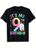 Men's T-Shirt Its My Ninth Birthday With Colorful Bubble Tea Drink Graphic