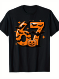 Men's T-Shirt Spooky Bats With Jack O Lantern Among Number Sixty Seven