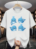 Men's T-Shirt Playful Baby Blue Whales Among Gentle Ocean Waves Whale