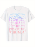 Men's T-Shirt Vintage Made In 1958 Pastel Typography Among Playful Decorative Stars Graphics