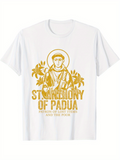 Men's T-Shirt Saint Anthony Of Padua Surrounded By Olive Branches Golden Religious Figure