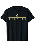 Men's T-Shirt Surfing Retro Horizontal Stripes With Minimalist Iconic Surfboard