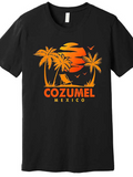 Men's T-Shirt Cozumel Mexico Tropical Sunset With Birds And Palm Trees