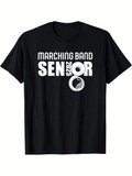 Men's T-Shirt Marching Band Senior With French Horn And Bold Graphic Print