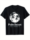 Men's T-Shirt Palm Desert California Sunrise With Swirling Lines Framing Palm Trees