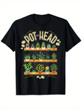 Men's T-Shirt Pot Head Assorted Houseplants Sitting On Wooden Shelf