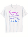 Men's T-Shirt Dance Is Music Made Visible Flowing Colorful Notes Over Musical Staff T Shirt