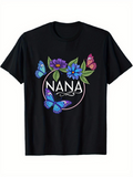 Men's T-Shirt Nana Surrounded By Blue And Purple Flowers With Colorful Butterflies
