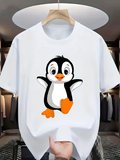 Men's T-Shirt Playful Cartoon Eyes And Cheerful Dancing Penguin