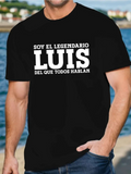 Men's T-Shirt Luis Bold White Letters With Simple Statement On Classic Black Shirt