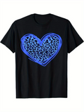 Men's T-Shirt Vivid Blue Leopard Print Patterned Heart