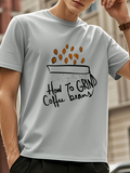 Men's T-Shirt How To Grind Coffee Beans Pouring Roasted Seeds Into Simple Bowl