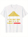 Men's T-Shirt Archaeology Golden Pyramid With Yellow Sunlight And Ceremonial Letters Above Pyramid