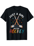 Men's T-Shirt Just A Girl Colorful Polka Dots And Hockey Sticks Under Bright Lights Hockey Stick