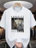 Men's T-Shirt Paradise New York Monochrome Cityscape With Classic Urban Street 1970