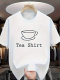 Men's T-Shirt Tea Shirt Minimalist Line Drawing Of A Teacup On Saucer