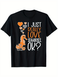 Men's T-Shirt I Just Really Love Seahorses Ok Playful Design With Orange Hearts Seahorse