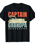 Men's T-Shirt Captain Grandpa With Vintage Pontoon Boat Under Rustic Bold Letters