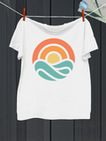 Men's T-Shirt Vintage Style Sunset With Ocean Waves Graphic Sun