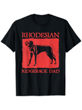 Men's T-Shirt Red Abstract With Bold Lettering Featuring Majestic Standing Ridgeback Dog