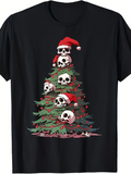 Men's T-Shirt Festive Skulls Wearing Red Santa Hats On Christmas Tree