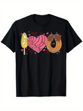 Men's T-Shirt Sweet Hearts With Pastry Ice Cream And Pretzel Shaped Desserts
