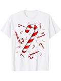 Men's T-Shirt Festive Holiday Candy Canes With Red White Stripes Arranged In A Circle Center Candy Cane