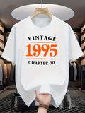 Men's T-Shirt Vintage Birthday Year Orange Letters With Clean Minimal Style Numbers T Shirt