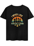 Men's T-Shirt I Never Lose Retro Chessboard Sunset With Standing Chess Pieces