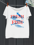 Men's T-Shirt Fresh Fish Overlapping Blue Sketches With Playful Marine Art Fish