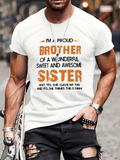 Men's T-Shirt Proud Brother With Compliment Words And Playful Sister