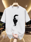 Men's T-Shirt Ink Brush Shadows And Light Surrounding A Walking Cat