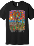 Men's T-Shirt Albuquerque Desert With Vibrant Sunsets Hot Air Balloon And Cactus
