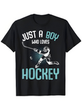 Men's T-Shirt Just A Boy Who Loves Energetic Blue White Hockey Player