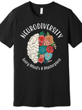 Men's T-Shirt Neurodiversity Colorful Flowers Blossoming In Artistic Brain Illustration