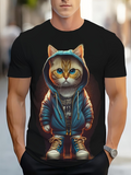 Men's T-Shirt Urban Street Style Hoodie With Sneakers Ginger Tabby Cat