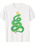 Men's T-Shirt Colorful Christmas Lights Wrapped Around Green Snake