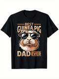 Men's T-Shirt Best Guinea Pig Dad Ever With Sunglasses Detailed Furry Animal Illustration