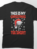Men's T-Shirt This Is My Christmas Tee Shirt Festive Golf Ball Under Snowflakes Tee