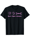 Men's T-Shirt Rock Paper Scissors Minimalist Pink Line Art With Hand Gesture Icons