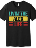 Men's T-Shirt Livin The Alex Life In Vibrant Graphic Letter Blocks Tee