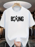 Men's T-Shirt Bold Black Lettering With Athlete Silhouette Inside Boxing Logo