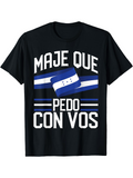 Men's T-Shirt Bold Blue Stripe Country Flag With Festive Modern Words Design