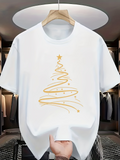 Men's T-Shirt Golden Lines With Sparkling Stars Forming Elegant Christmas Tree
