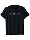 Men's T-Shirt God Is Love Simple Serif Typography On Black T Shirt
